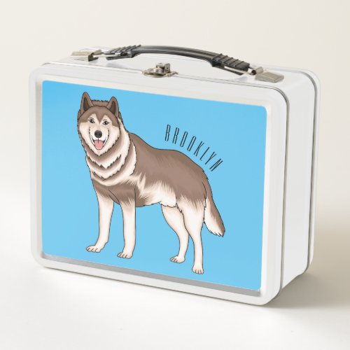 Siberian husky cartoon illustration metal lunch box