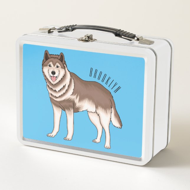 Siberian husky cartoon illustration metal lunch box (Front)