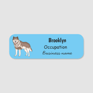 Siberian husky cartoon illustration name tag