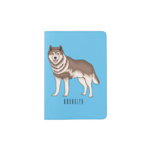 Siberian husky cartoon illustration  passport holder