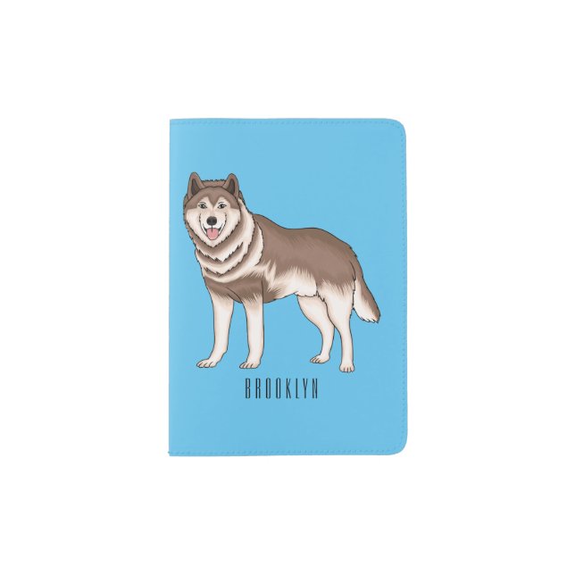 Siberian husky cartoon illustration  passport holder (Front)