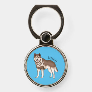 Siberian husky cartoon illustration  phone ring stand