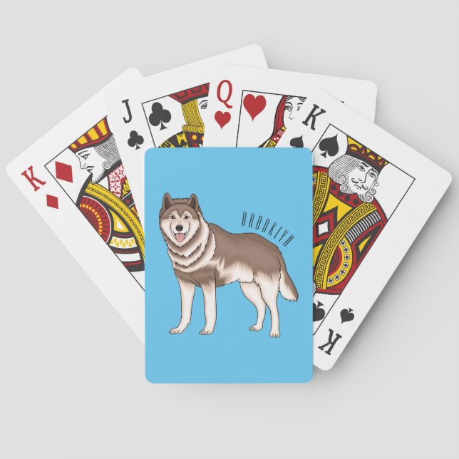 Siberian husky cartoon illustration  poker cards (Back)