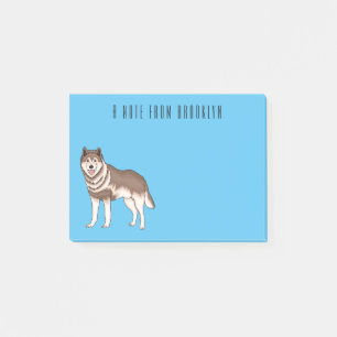 Siberian husky cartoon illustration post-it notes