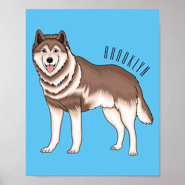 Siberian husky cartoon illustration poster (Front)