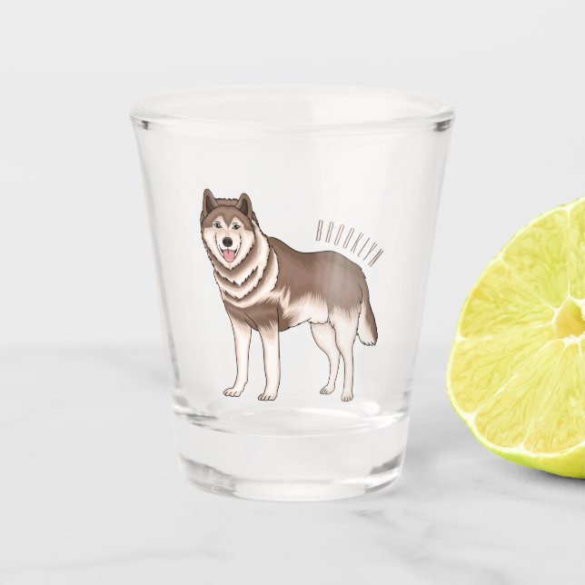 Siberian husky cartoon illustration  shot glass (Front)