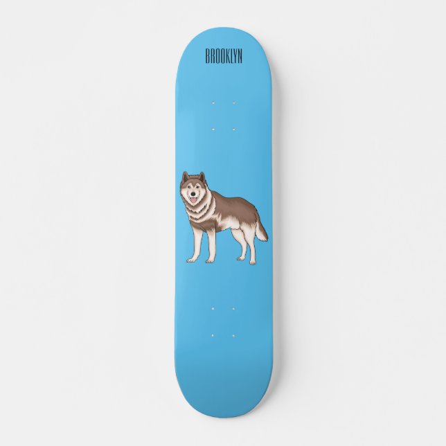 Siberian husky cartoon illustration skateboard (Front)