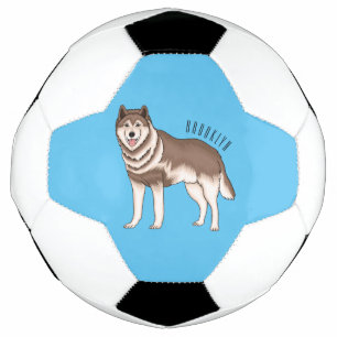 Siberian husky cartoon illustration soccer ball