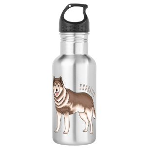 Siberian husky cartoon illustration stainless steel water bottle
