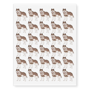Siberian husky cartoon illustration temporary tattoos