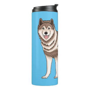 Siberian husky cartoon illustration  thermal tumbler