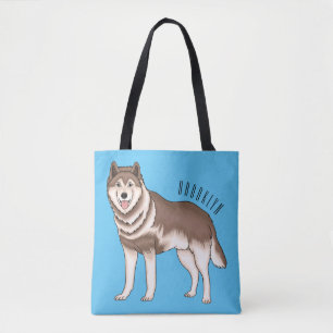 Siberian husky cartoon illustration tote bag