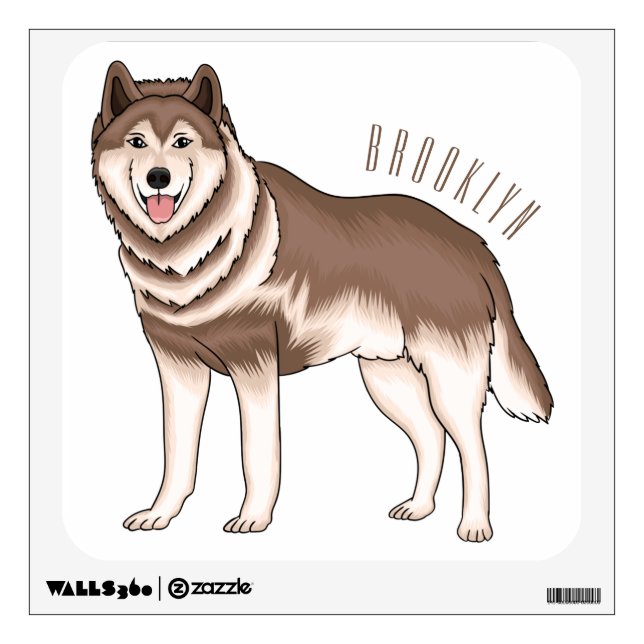 Siberian husky cartoon illustration wall decal (Front)