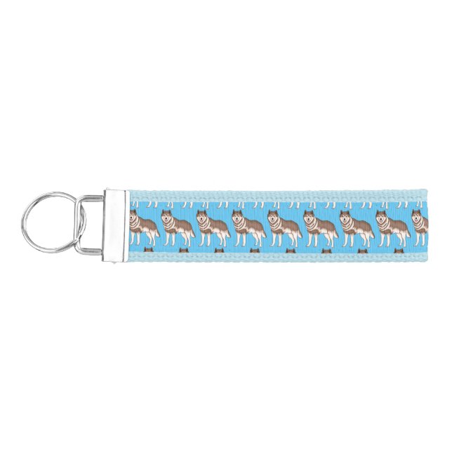 Siberian husky cartoon illustration wrist keychain (Keys on Left)