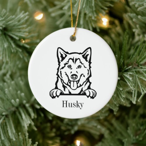 Siberian Husky  Ceramic Ornament