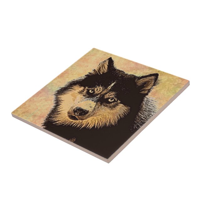 Siberian Husky Ceramic Tile (Side)