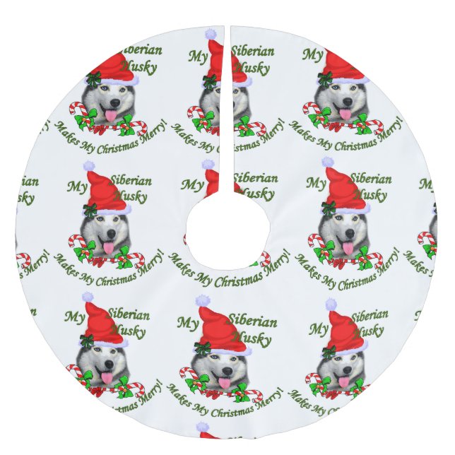 Siberian Husky Christmas Brushed Polyester Tree Skirt (Front)