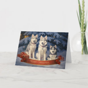 Siberian Husky Christmas Card 2