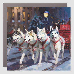 Siberian Husky Christmas Festive Season Car Magnet