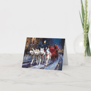 Siberian Husky Christmas Festive Season  Card