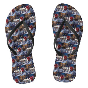 Siberian Husky Christmas Festive Season Flip Flops