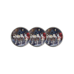 Siberian Husky Christmas Festive Season Golf Ball Marker