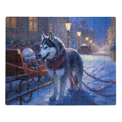 Siberian Husky Christmas Festive Season Jigsaw Puzzle