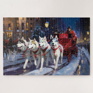 Siberian Husky Christmas Festive Season Jigsaw Puzzle