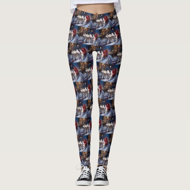 Siberian Husky Christmas Festive Season  Leggings (Front)