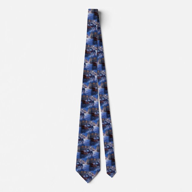 Siberian Husky Christmas Festive Season Neck Tie (Front)