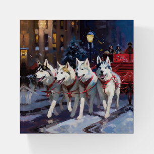 Siberian Husky Christmas Festive Season Paperweight