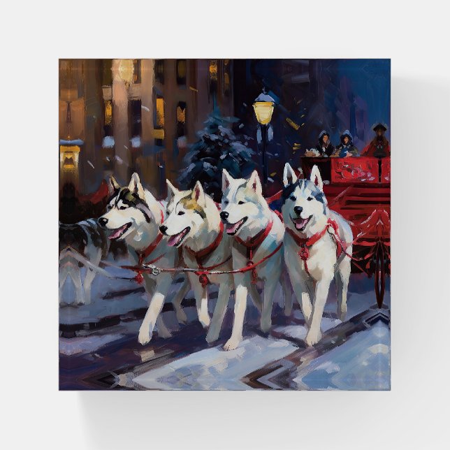 Siberian Husky Christmas Festive Season  Paperweight (Front)