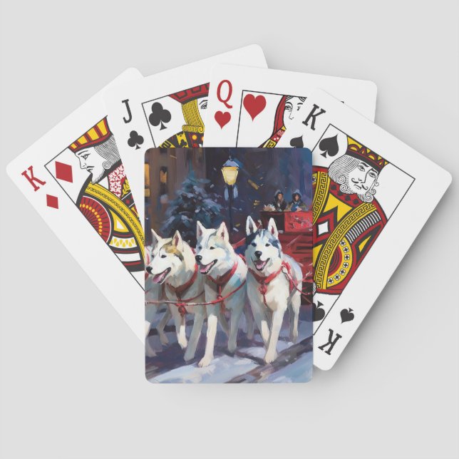 Siberian Husky Christmas Festive Season  Poker Cards (Back)