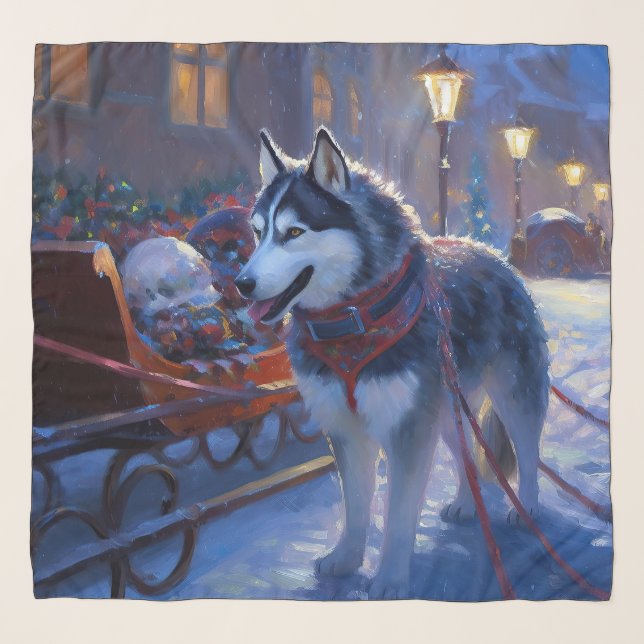 Siberian Husky Christmas Festive Season Scarf (Front)