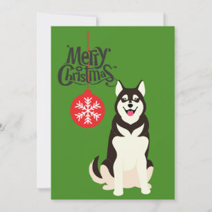 Siberian Husky Christmas Holiday Card