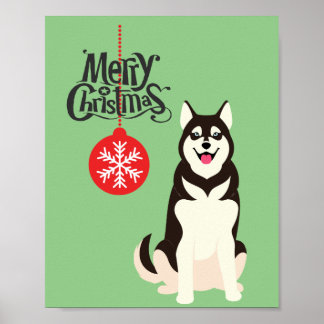 Siberian Husky Christmas Holiday Poster