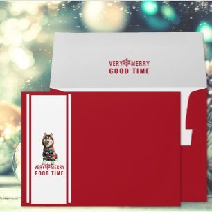 Siberian Husky Christmas Holiday Red Envelope