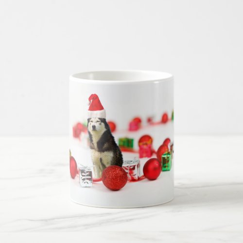 Siberian Husky Christmas Ornament Gift Box Mug