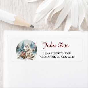 Siberian Husky Christmas Return Address Label
