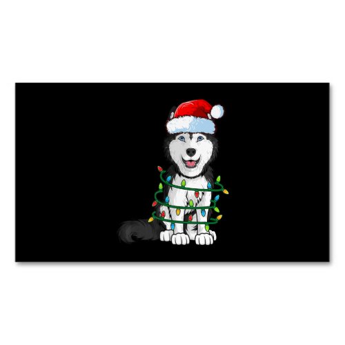 Siberian Husky Christmas Santa Hat Xmas Lights Dog Business Card Magnet