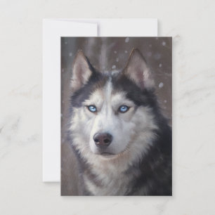 Siberian Husky Christmas Thank You Card