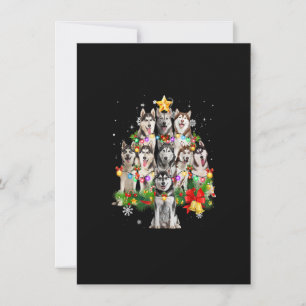 Siberian Husky Christmas Tree Dog Lights Pajamas X Invitation