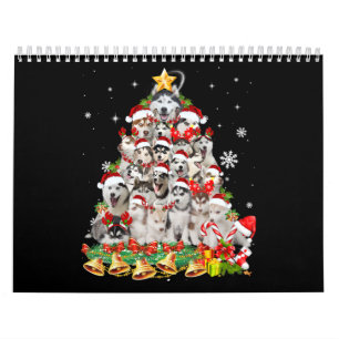 Siberian husky christmas tree lights dog xmas calendar