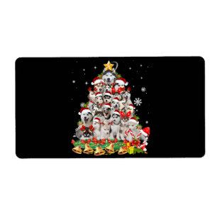 Siberian husky christmas tree lights dog xmas label