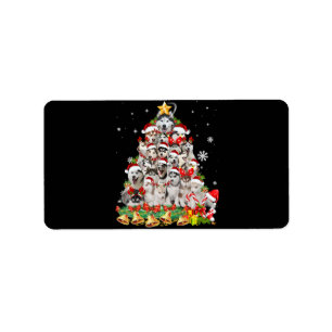 Siberian husky christmas tree lights dog xmas label
