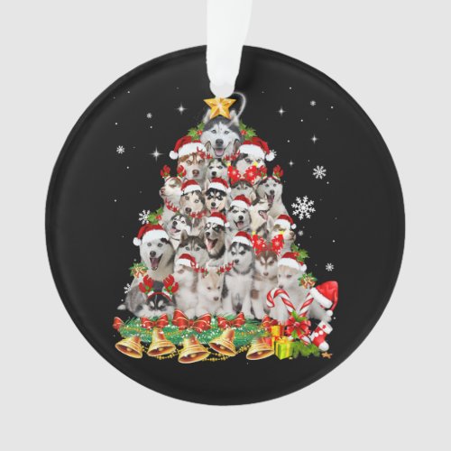 Siberian husky christmas tree lights  dog xmas ornament