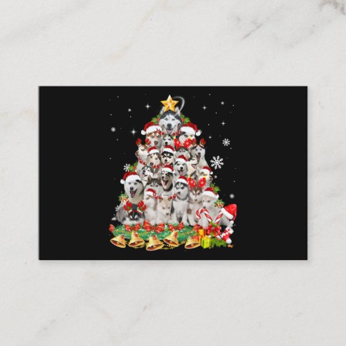 Siberian Husky Christmas Tree Lights Funny Dog Business Card