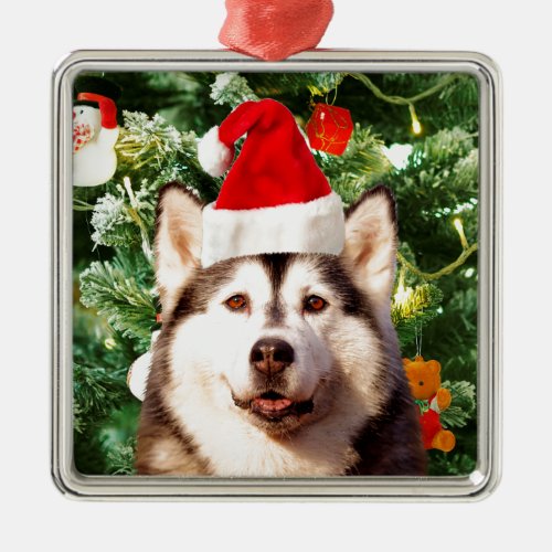Siberian Husky Christmas Tree Ornaments Snowman