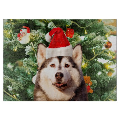 Siberian Husky Christmas Tree Ornaments Snowman Cutting Board