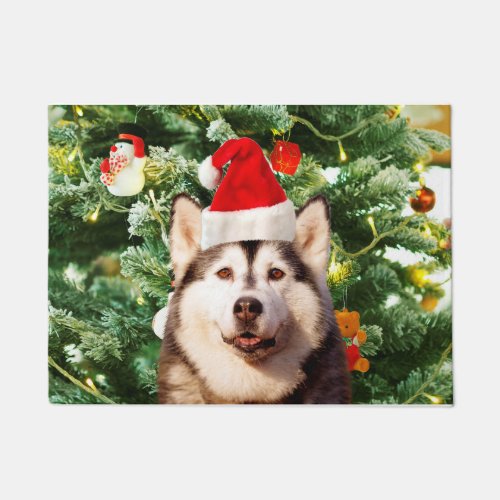 Siberian Husky Christmas Tree Ornaments Snowman Doormat